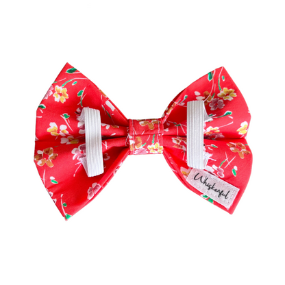 Red and Golden Yellow Floral Bow Tie