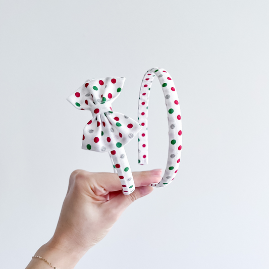 Red and Green Polka Dots Thin Headband