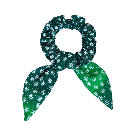 Green Gradient Snowflakes Scrunchies