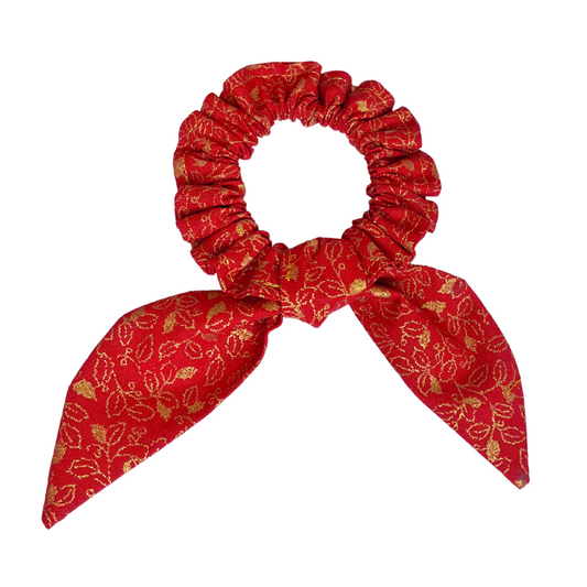 Lucky Red and Golden Leaves Scrunchies