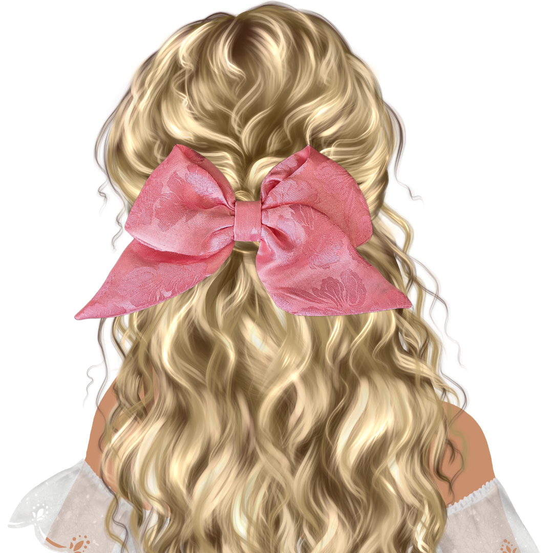 Pink Floral Mulberry Silk Sailor Hair Bow