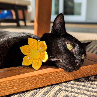 Vibrant Yellow Polka Dot Kanzashi Flower