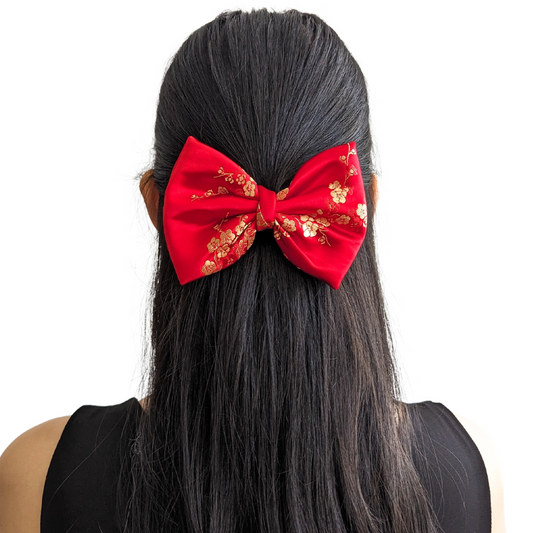 Scarlet Red Flower Blossom Simple Bow