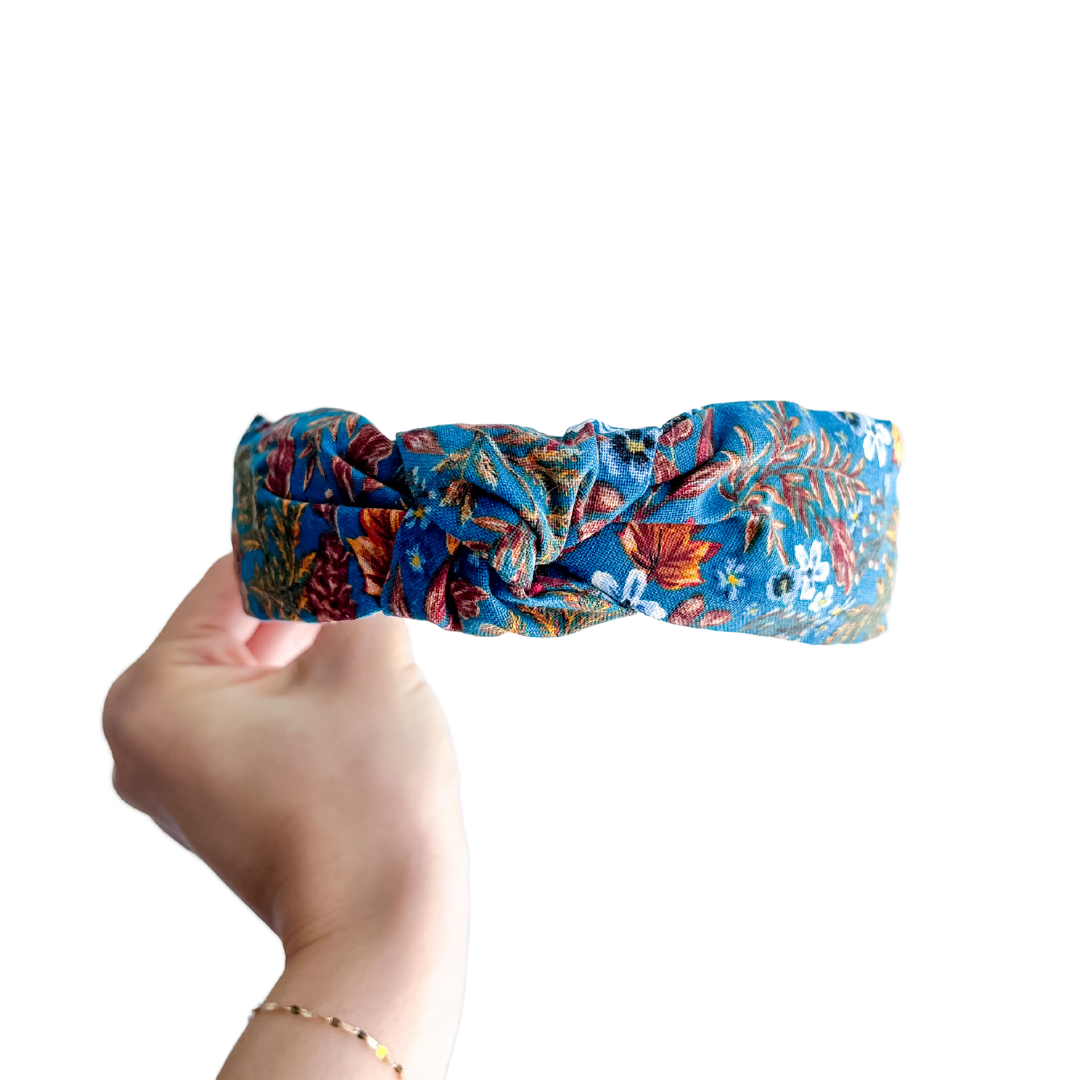 Teal Golden Paisley Top-Knot Headband