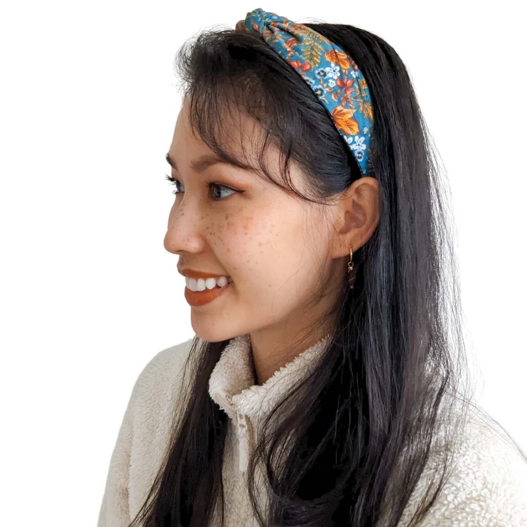 Teal Golden Paisley Top-Knot Headband