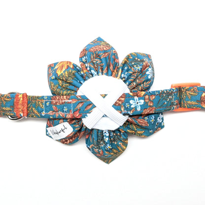 Teal Gold Paisley Kanzashi Flower