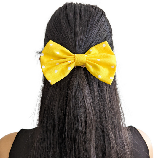 Vibrant Yellow Polka Dot Simple Bow