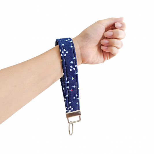 Floral Navy Keychain Wristlet