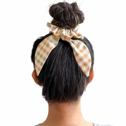 Orange Green Plaid Scrunchies