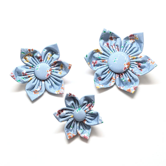 Baby Blue Floral Dog and Cat Collar and Flower - Whiskerful 2