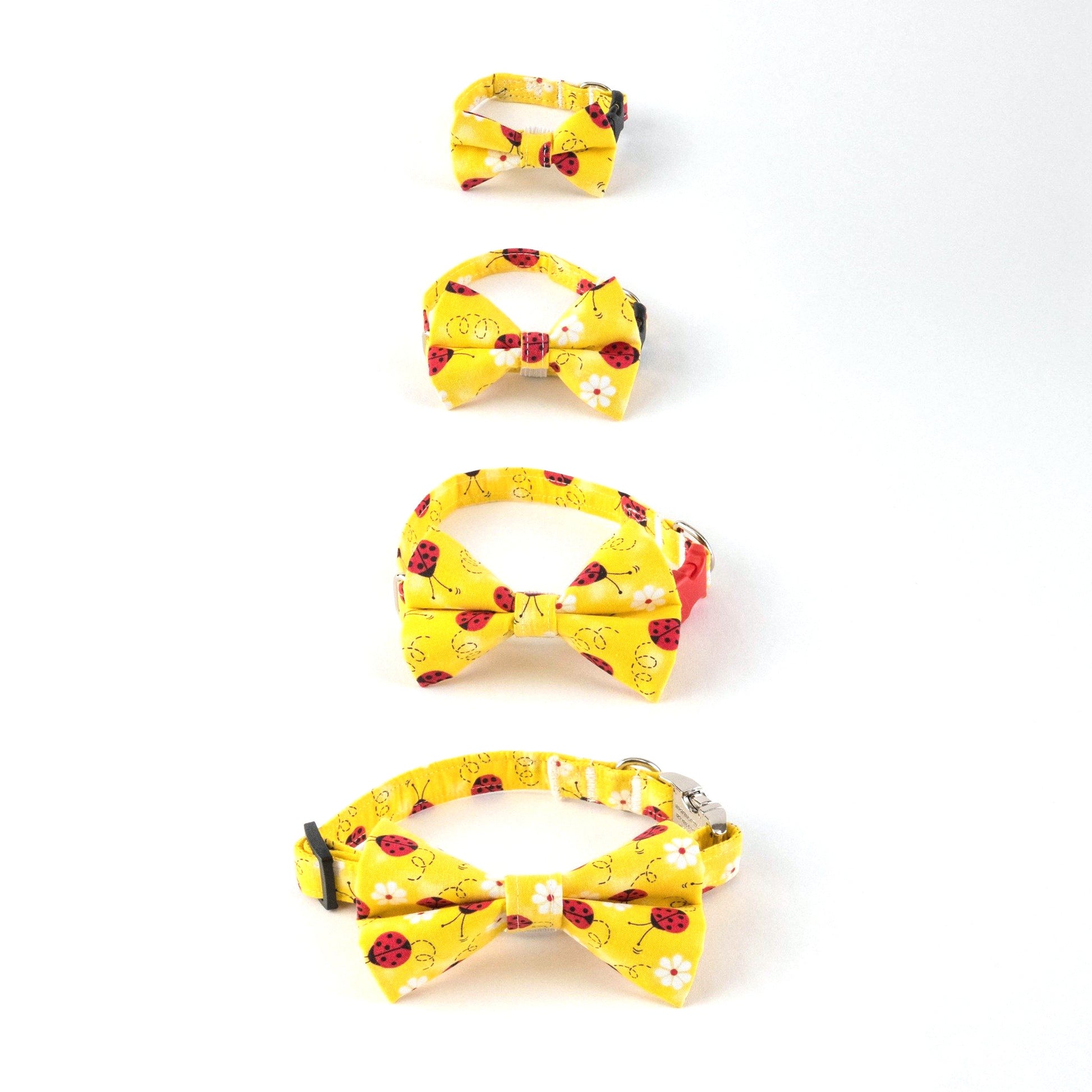 Yellow Lady Bug & Daisy Flower Bow Tie - Whiskerful 2